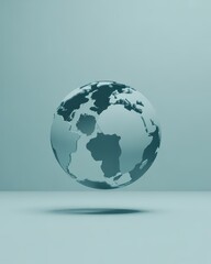 Fototapeta premium Teal globe with americas prominently displayed on a muted background