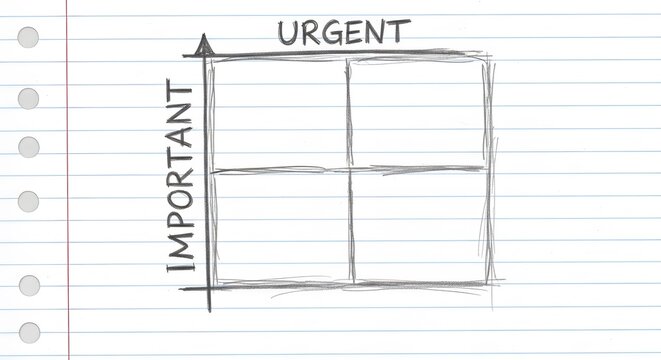 Productivity matrix with four quadrants for task prioritization