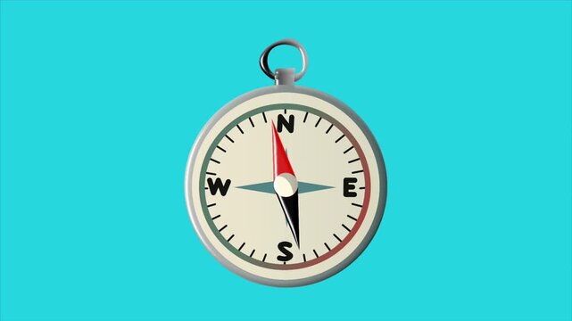 2D Animated Camping Compass with Direction Needle for Outdoor Adventure Theme