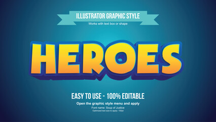 A vibrant graphic design featuring the word 'Heroes' in bold, yellow letters with a blue outline, set against a dark teal background with a light blue banner.