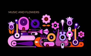 Music And Flowers graphic design