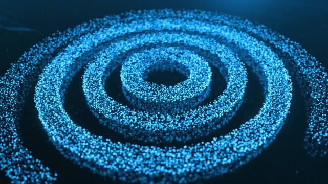 Blue concentric circles made of tiny particles.