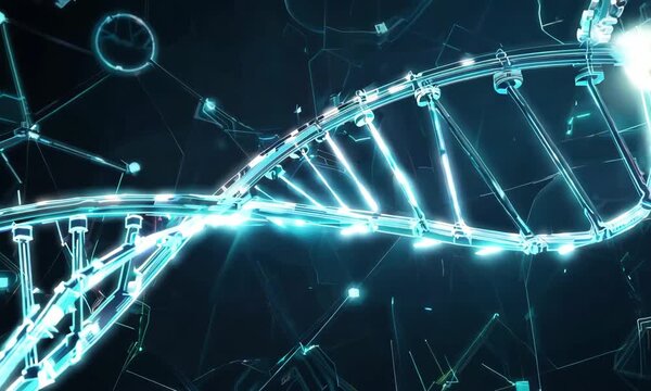 DNA helix bridge glowing neon out lines animation.ai 
