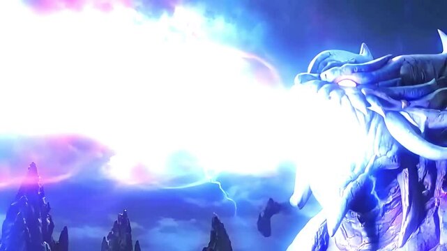 怪獣が口から光線を発射する