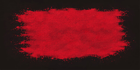 Abstract a textured swatch of vibrant red hue, elegantly painted across a stark black canvas, a striking fusion of color and texture. © DreamLoom