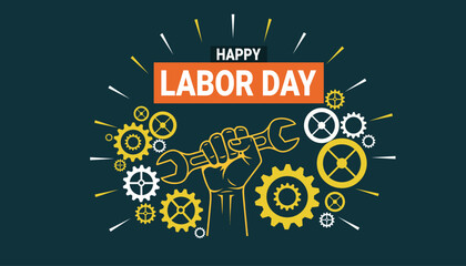 Happy labor day greeting with mechanical gears © SHAH BURHAN ALI