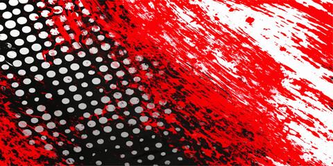 Abstract striking red brushstrokes and bold graphic patterns creating a visually captivating composition. conveying raw energy, expressive artistic elements. © DreamLoom