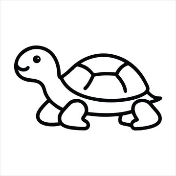 A simple cartoon turtle on a white background