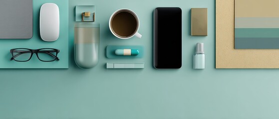 Modern Workspace Organization Essentials Display silhouette vector illustration eps