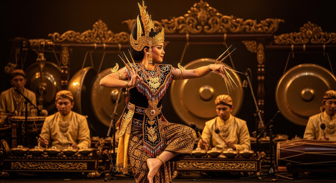 Traditional Sumatran Dancer Performing a Regional Dance
