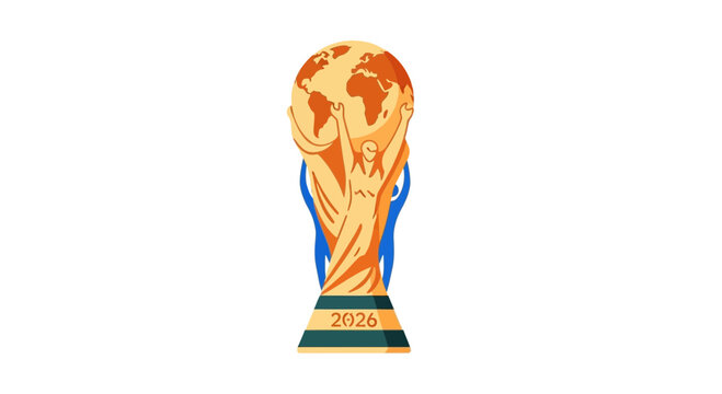 World Cup 2026 Trophy with Figures Holding Globe, Sports Championship Celebration