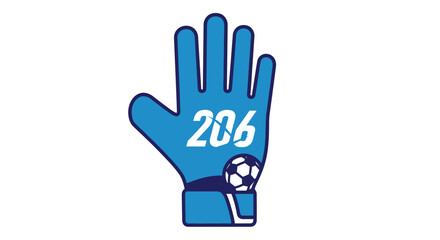 Obraz premium Blue Goalie Glove with Soccer Ball and Number 206