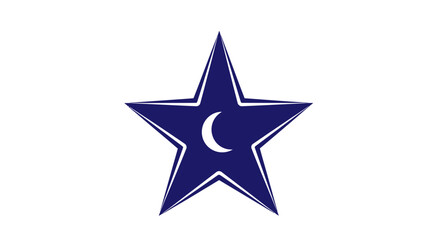 Obraz premium Blue Star with Crescent Moon Symbol on White Background