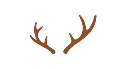 Obraz premium Brown Antlers Icon on White Background - Minimalist Nature Symbol
