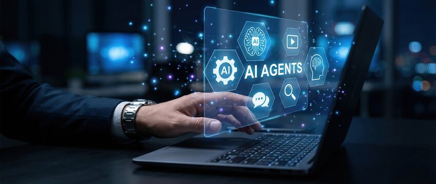 Exploring advanced ai agents in action for business innovation modern office environment digital interaction high-tech viewpoint future concepts