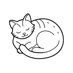 A cute cat curled up sleeping