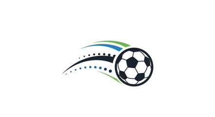 Obraz premium Soccer ball in motion with abstract streaks and dots.