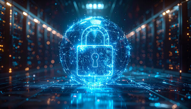 Digital Data Security Safe Vault &ndash; Cybersecurity and Data Protection Technology Concept Illustration