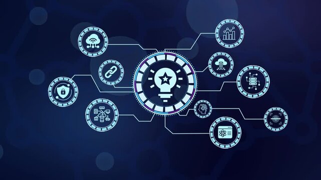 Concept of innovative digital solutions and creative business ideas for technology and modern cloud infrastructure.