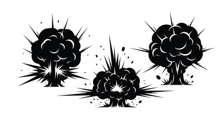 Three black explosion bursts depicted in a striking silhouette © MdGolam