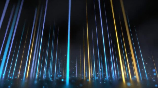 Illuminating Abstraction: Vertical beams of light in vibrant hues project from a reflective surface, offering a modern, dynamic, and visually stimulating image. 