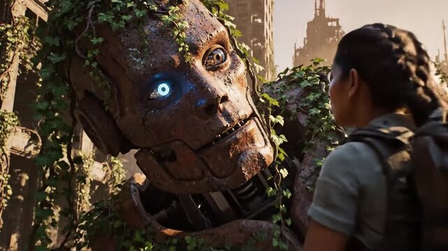 Adventurer finds giant robot ruins