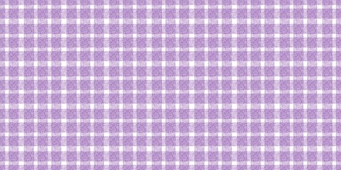 Seamless light purple and white gingham pattern with a subtle hand-drawn crayon texture. Classic checkered fabric background for spring designs, picnic themes, and scrapbooking stationary.