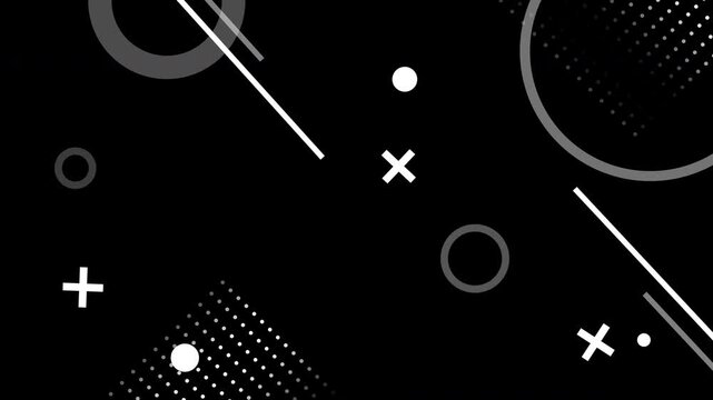 Motion graphics overlay abstract white geometric with circles and plus symbols