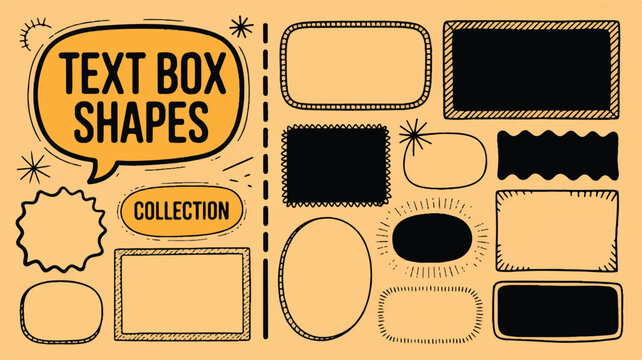 Collection of assorted hand-drawn text box shapes and frames