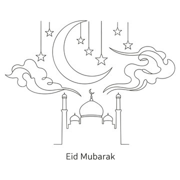 Mosque crescent moon stars vector