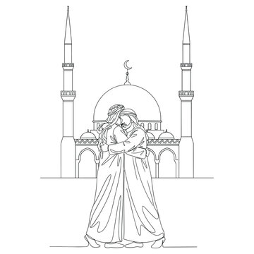 Family mosque walking vector