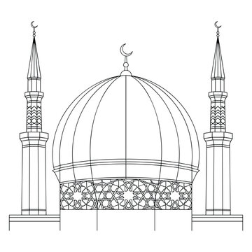 Mosque dome minaret vector