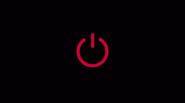 Switch power reset button symbol animation on transparent background  with alpha channel,Abstract power button icon animation. start turn on off button animation.4k  video animation