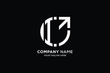 Fototapeta premium minimal letter i arrow logo vector design template