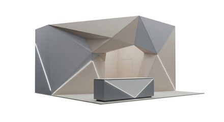 Geometric architectural structure with modern interior design and lighting elements