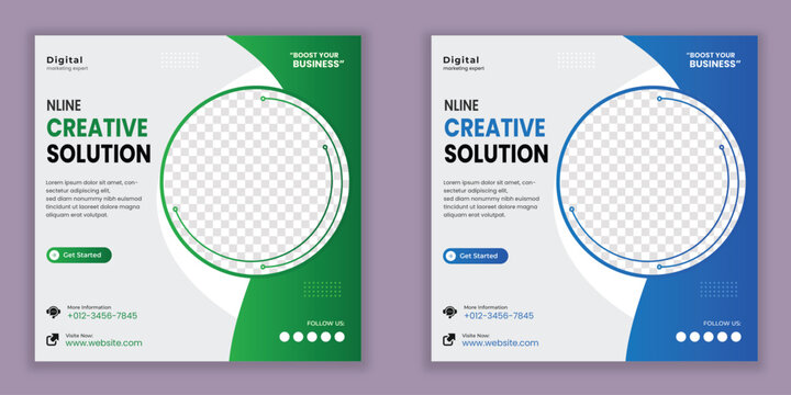 Creative digital marketing agency corporate business flyer template, square social media post