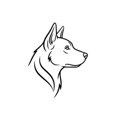 A cute cartoon vector illustration of a black and white husky puppy head isolated on a white background as a canine pet logo © PNG Home