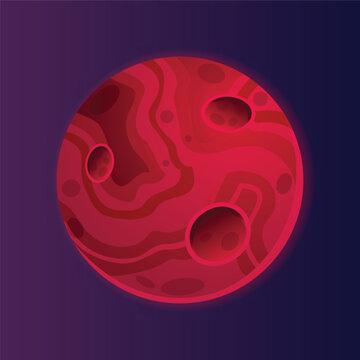 Mars planet of the Solar system, icon for astronomy science