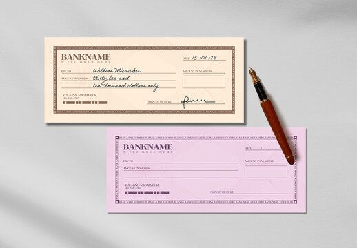 Bank Cheque Template For Financial Payment