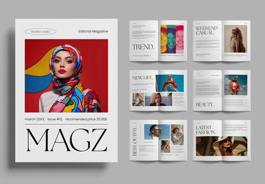 Creative Fashion Magazine Layout Template with Modern Editorial Style