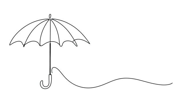minimal umbrella continuous line art rain protection concept simple weather accessory outline safety shelter minimalist illustration