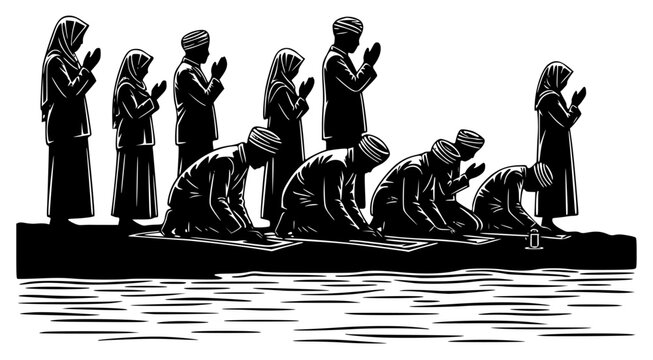 ouetted against , black, boat, builder, canoe, disciple, illustration, leader, man, person, prayer, profile, raft, religion, religious, robe, rowboat, sea, stand, water, against transparent background