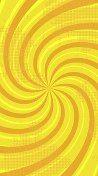 Yellow swirling background creating dynamic visual effect with halftone pattern