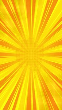 Yellow and orange comic book speed lines and halftone pattern background