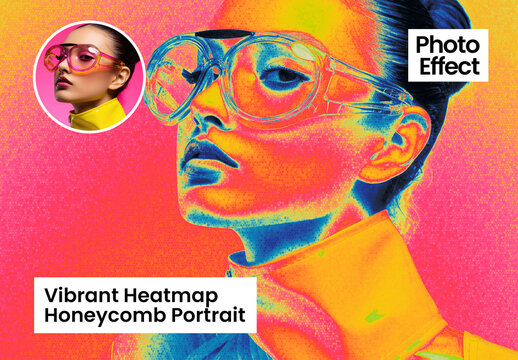 Vibrant Heatmap Honeycomb Portrait Photo Effect