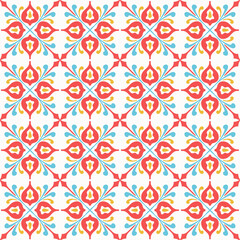 Fototapeta premium Tile seamless pattern design. With colourful motifs background.