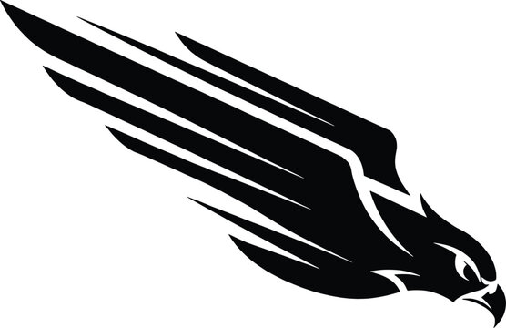 black eagle head with wings vector illustration