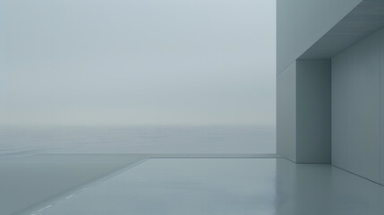 Fototapeta premium Modern minimalist architecture viewing vast ocean horizon