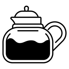 Obraz premium Glass coffee kettle icon logo for drip brewing barista cafe equipment and pour over coffee design
