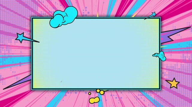 An animated pop art-style frame for video or photo.